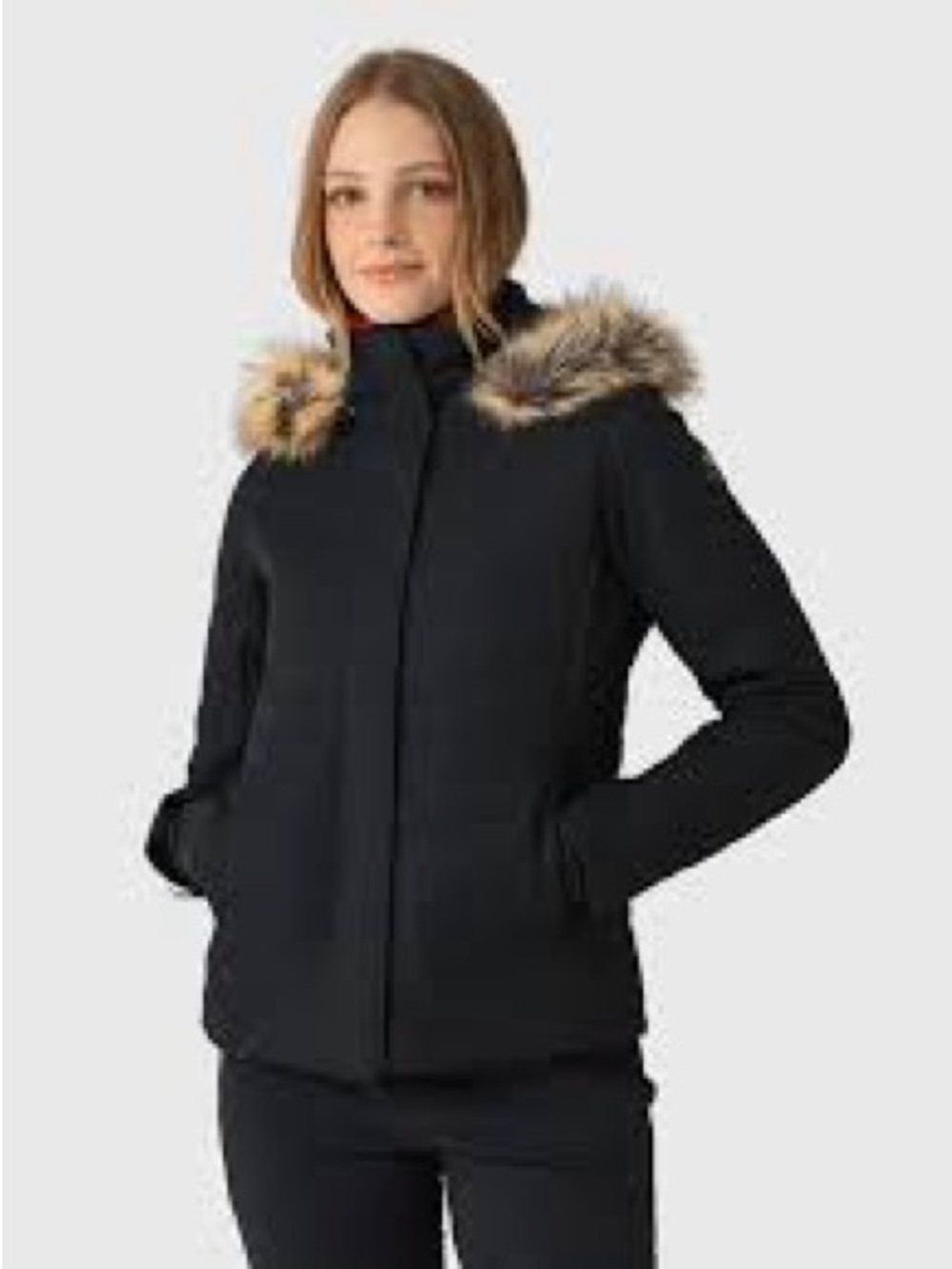NWT Obermeyer Black Hooded Puffer Jacket with Faux Fur Trim COAT SKI SNOW SZ 4